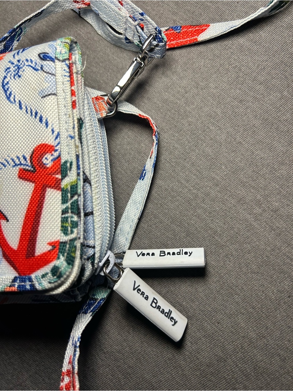 Vera Bradley Coastal Print Wristlet in White with Red & Blue Accents - Picture 6 of 6